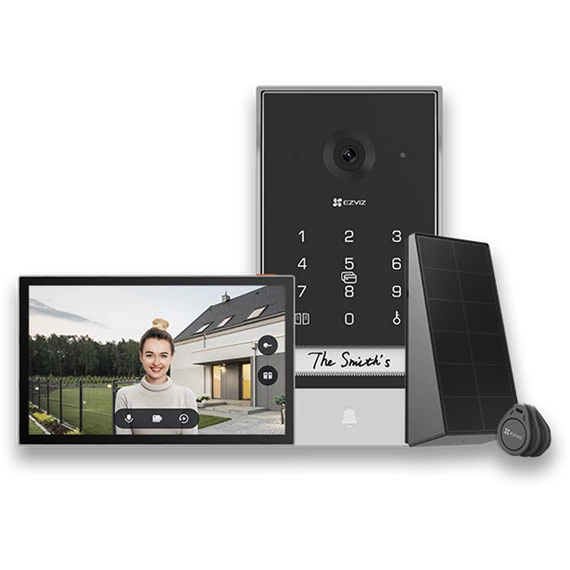 EZVIZ  EP7 Smart Home video kaputelefon, vezeték nélküli, napelem, 2K, 7 hüvelyk kijelző, távoli nyitás, 512GB