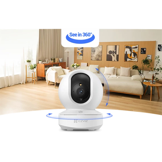 EZVIZ TY1 2K+ 4 MP beltéri kamera, 360°panoráma nézet, járőr mód, színes éjszakai kép, automata zoom, zajészlelés