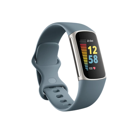 FITBIT Charge 5 Aktivitásmérő fitnesz karkötő (Steel Blue / Platinum Stainless Steel)