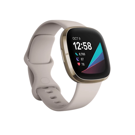 FITBIT Sense okosóra (Lunar White / Soft Gold Stainless Steel)