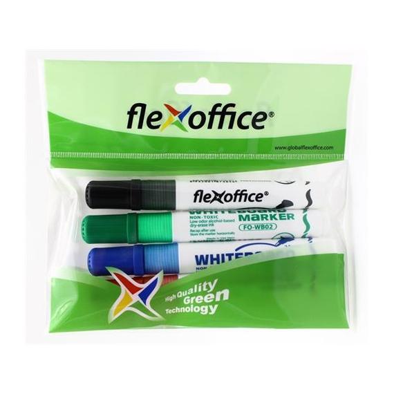FLEXOFFICE Táblamarker, 2,5 mm, kúpos, szett, "WB02", 4 szín