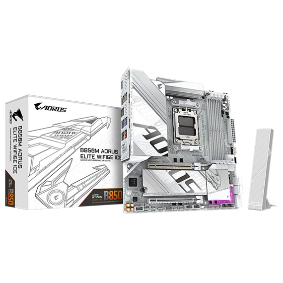 GIGABYTE Alaplap AM5 B850M AORUS ELITE WIFI6E ICE AMD B850, ATX