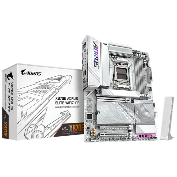 GIGABYTE Alaplap AM5 X870E AORUS ELITE WIFI7 ICE AMD X870, ATX