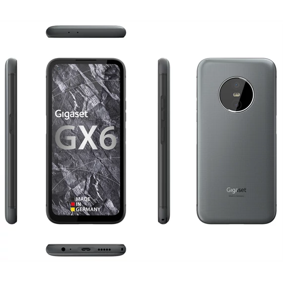 GIGASET GX6 okostelefon, 6,6”, 5G, Bt5.2, NFC, 6/128GB, IP68 víz- és porálló, Dual SIM, Android 12, kivehető akku,szürke