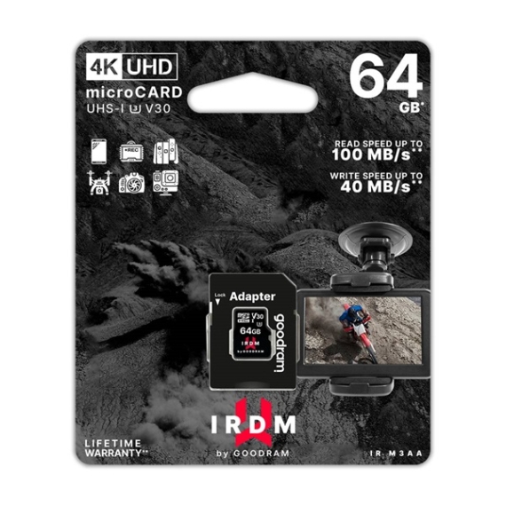 GOODRAM Memóriakártya SDXC 64GB UHS-I U3 V30 + adapter