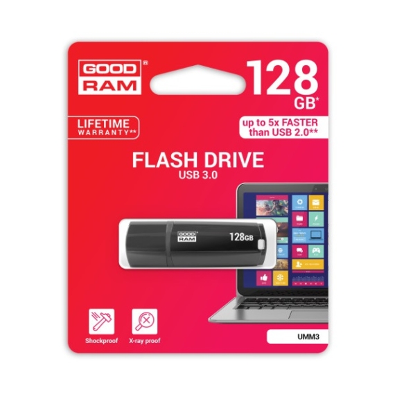 GOODRAM Pendrive 128GB, UMM3 USB 3.0, Fekete