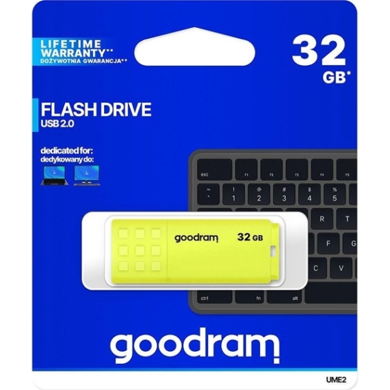 GOODRAM Pendrive 32GB, UME2 USB 2.0, Sárga