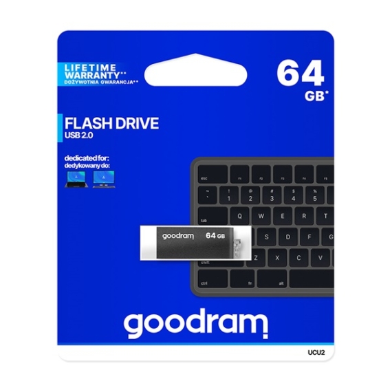 GOODRAM Pendrive 64GB, UCU2 USB 2.0, Fekete