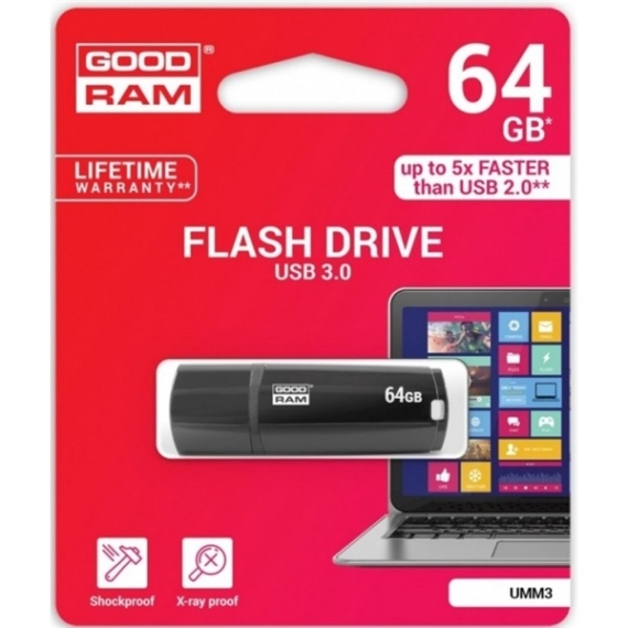 GOODRAM Pendrive 64GB, UMM3 USB 3.0, Fekete