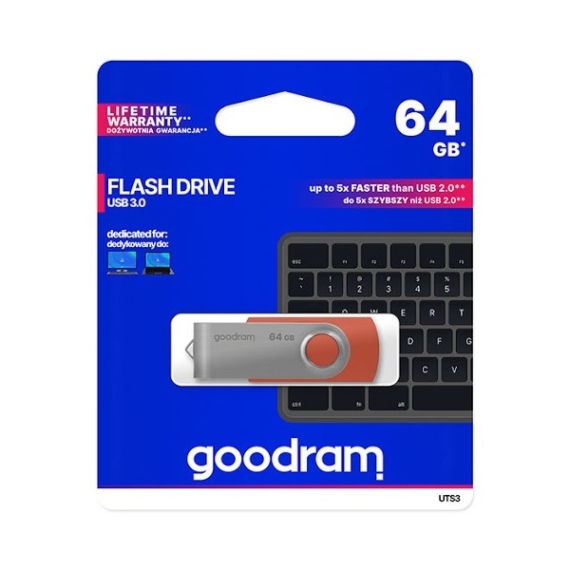 GOODRAM Pendrive 64GB UTS3 USB 3.0, Piros