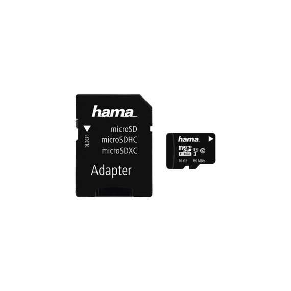 HAMA 124138, MICROSD KÁRTYA, 16GB, 80MB/S, CL10