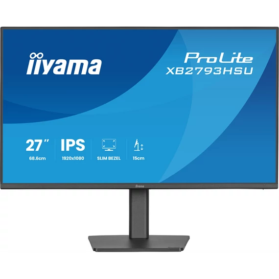 IIYAMA ProLite monitor, IPS, 27", 1920x1080, 16:9, 350 cd/m˛, 1ms, 1500:1, HDMI/DisplayPort/USB