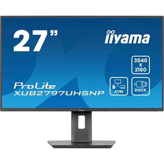 IIYAMA ProLite monitor, IPS, 27", 3840x2160, 16:9, 350 cd/m˛, 4ms, 1300:1, HDMI/DisplayPort/USB-C/RJ45/4xUSB