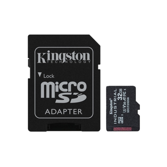 KINGSTON Memóriakártya MicroSDHC 32GB Industrial C10 A1 pSLC + Adapter