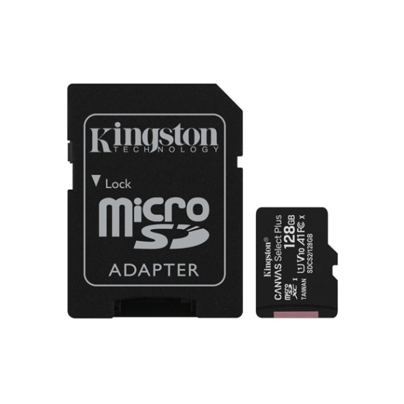 KINGSTON Memóriakártya MicroSDXC 128GB Canvas Select Plus 100R A1 C10 + Adapter