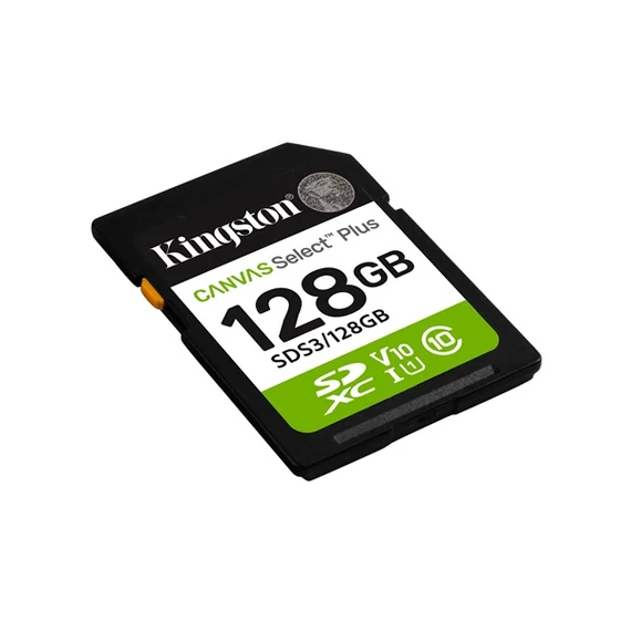 KINGSTON Memóriakártya SDXC 128GB Canvas Select Plus Gen3 150R C10 UHS-I U1 V10