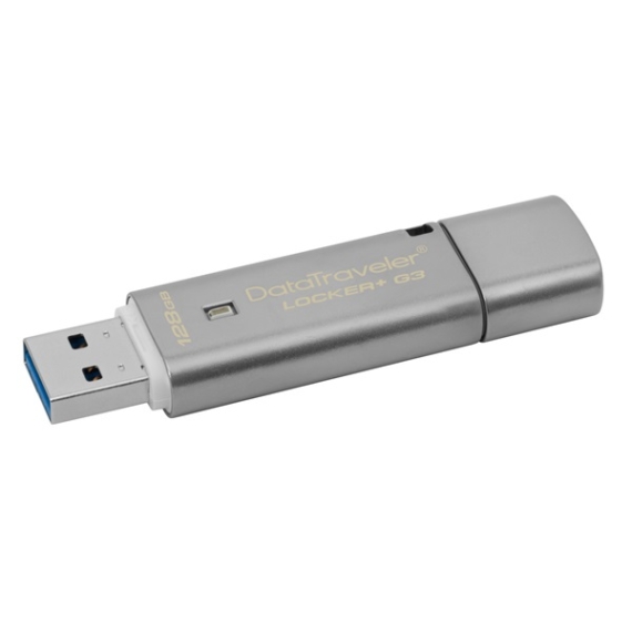 KINGSTON Pendrive 128GB, DT Locker+ G3 fém USB 3.0, Titkosított (135/40)