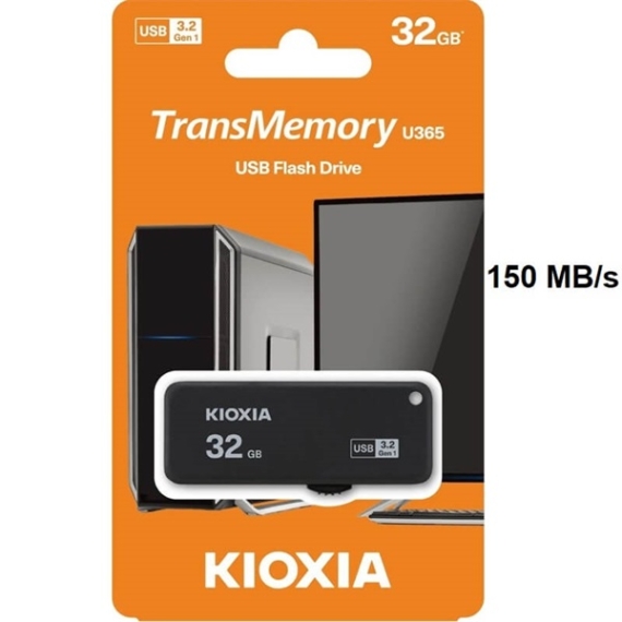 KIOXIA Pendrive 32GB, Hayabusa USB 3.0, Fekete (TOSHIBA)