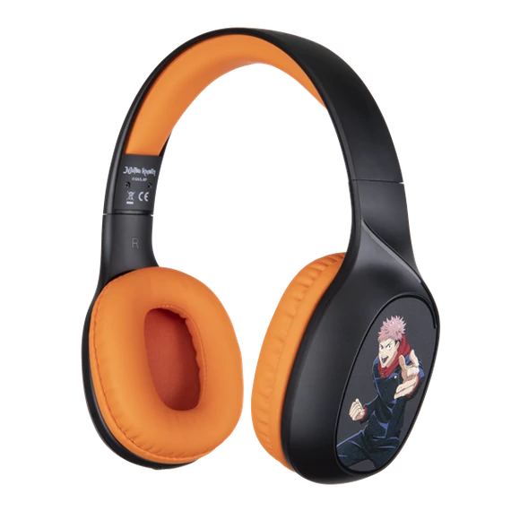 KONIX - JUJUTSU KAISEN 2.0 Fejhallgató Bluetooth Vezeték Nélküli Gaming Stereo Mikrofon, Fekete-Narancs