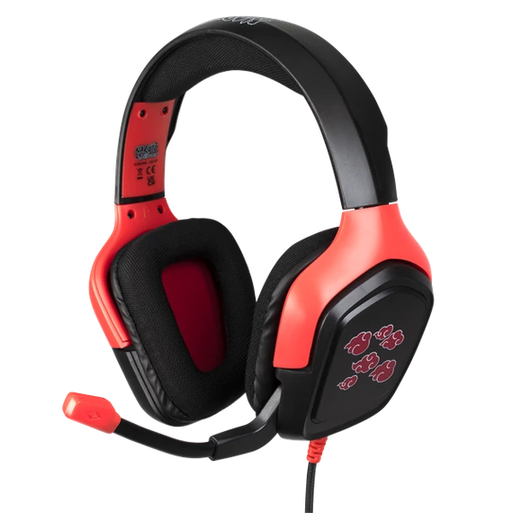 KONIX - NARUTO "Akatsuki" 2.0 Fejhallgató Vezetékes Gaming Stereo Mikrofon, Fekete-Piros