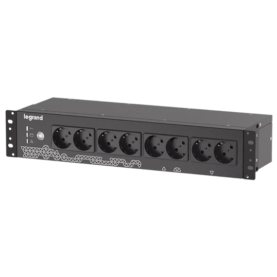 LEGRAND 19" szünetmentes elosztósor KEOR PDU 800 VA 480 W BEM: C14 aljzat + C13-SCH kábel KIM: 8xSchuko USB-B, fekete