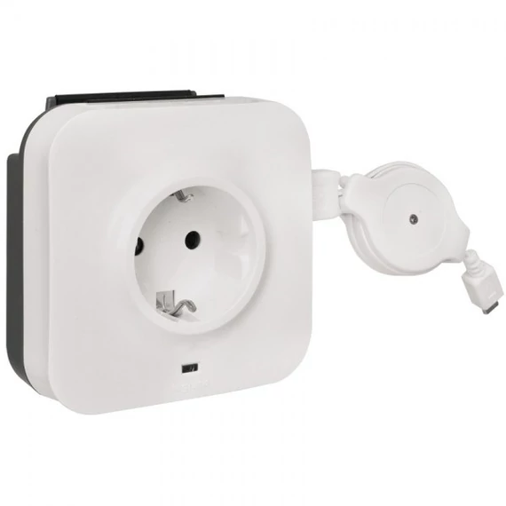 LEGRAND 2P+F csatlakozóajzat +2xUSB aljzat túlfeszültség-levezetővel