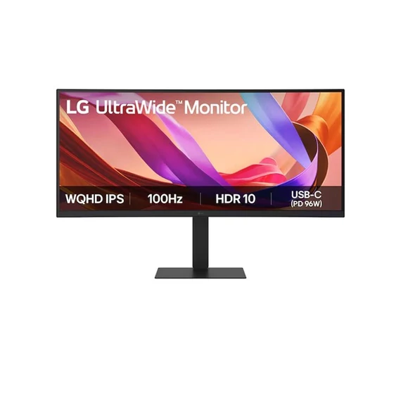 LG Ívelt monitor 34" 34U650A-B. 3440x1440, 21:9, 300cd/m2, 5ms, HDMIx2/DisplayPort/USBx3/USB-C/RJ45