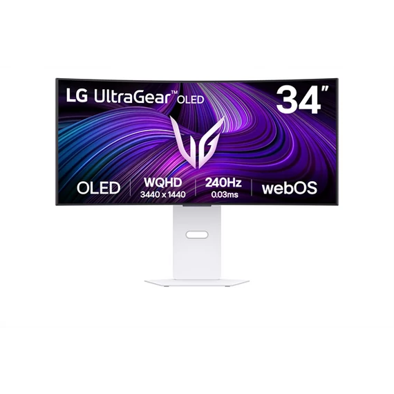 LG OLED Gaming 240Hz ívelt smart monitor 34" 34GX90SA, 3440x1440, 21:9, 275cd/m2, 1ms, HDMIx2/DP/USBx2/USB-C/RJ-45