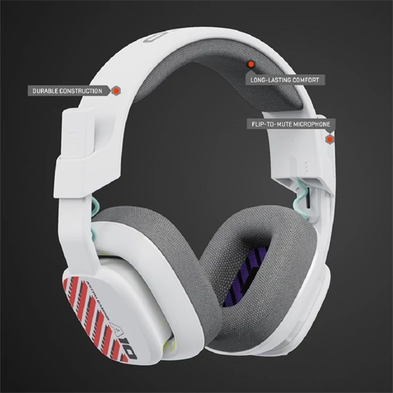 LOGITECH Fejhallgató 2.0 - ASTRO A10 Gaming Vezetékes Mikrofon, Fehér/PS (PC, PS5, XBOX Series)