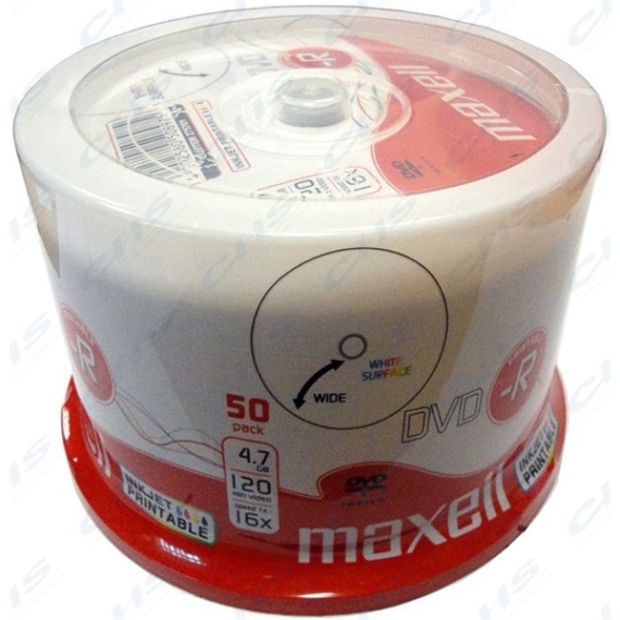 MAXELL DVD lemez -R 4.7GB 50db/Henger 16x Shrink Nyomtatható