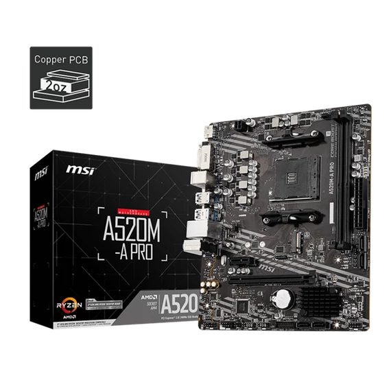 MSI Alaplap AM4 A520M-A PRO AMD A520, mATX