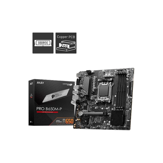 MSI Alaplap AM5 PRO B650M-P AMD B650, mATX