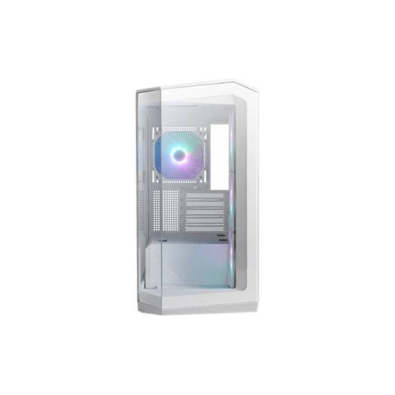 MSI Ház Micro ATX PANO M100R PZ WHITE, 4xARGB ventilátor, Tápegység nélkül, üvegfalú, fehér