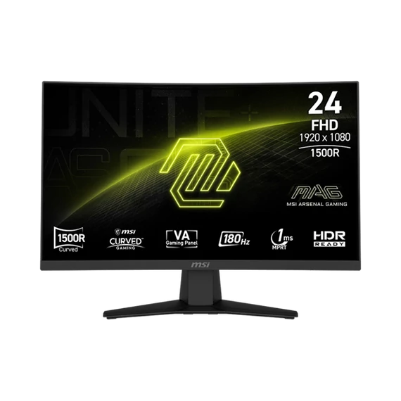 MSI Monitor GAMING MAG 244C Ívelt VA LED 23,6" FHD 1920x1080, 16:9, 3000:1 CR, 250cd/m2, 4ms, 180Hz, DP, HDMI