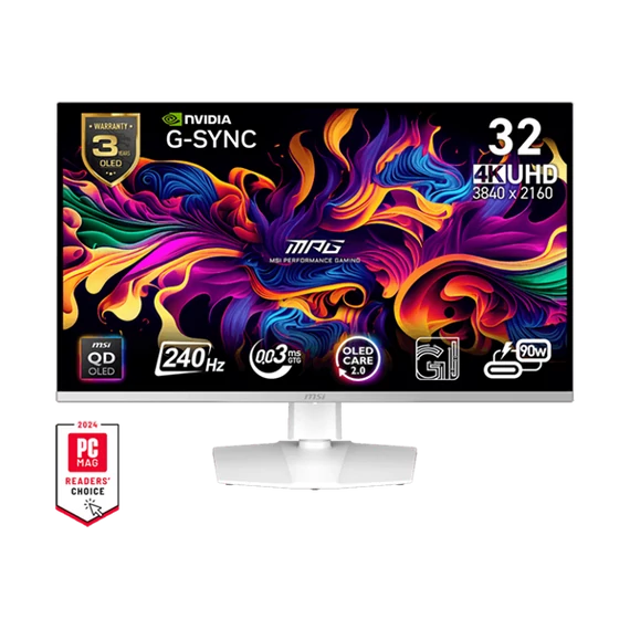 MSI Monitor GAMING MPG 321URXW QD-OLED 31,5" UHD 3840x2160, 240Hz, 150000:1 CR, 250cd/m2, 0,03ms, 2x HDMI, DP, USB-C
