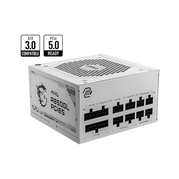 MSI Tápegység 850W 80+ Gold moduláris, Gen 5.0, fehér