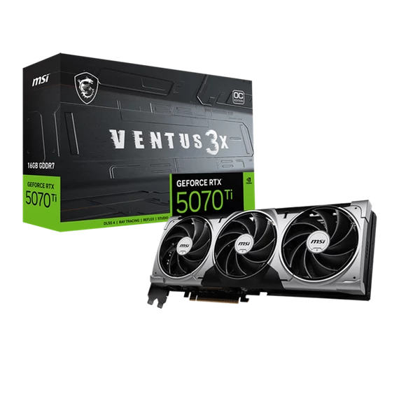 MSI Videokártya PCI-Ex16x nVIDIA RTX 5070 Ti VENTUS 3X 16GB DDR7 OC