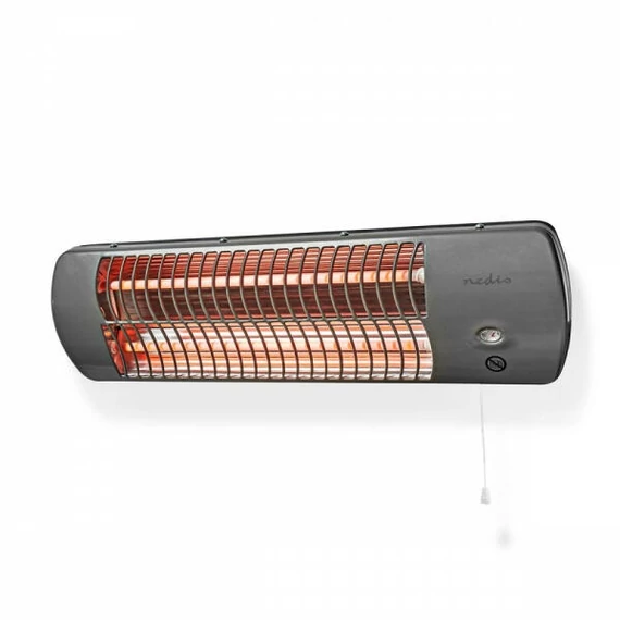 NEDIS HTBA10GY fürdőszobai kvarc hősugárzó, 1200W, 12m2 -es helyiséghez, 2 fokozat, falra szerelhető
