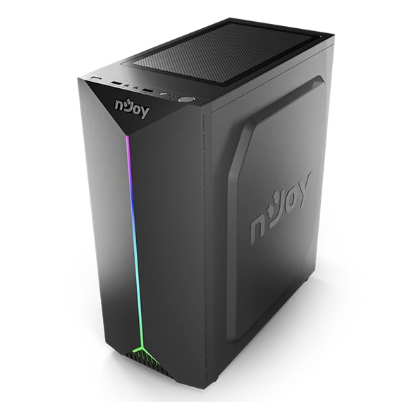 NJOY Ház Midi ATX ANIL Tápegység nélkül, USB2.0+3.0, Fekete RGB