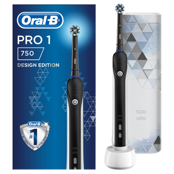 ORAL-B Pro 1 750 Black Elektromos Fogkefe (Cross Action fejjel + excluzív útitok)