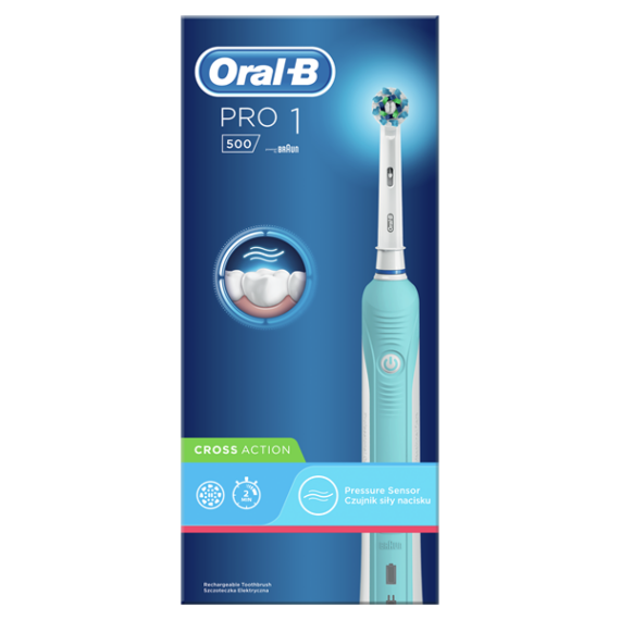 ORAL-B Pro 500 D16 elektromos fogkefe Cross Action fejjel, újratölthető, nyomásérzékelő, időjelző