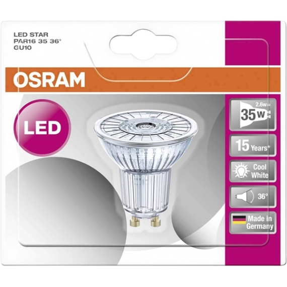 OSRAM LED STAR PAR16 35 non-dim 36° 2,6W/840 GU10