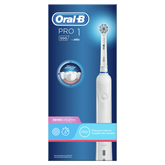 Oral-B Pro 500 D16 elektromos fogkefe Sensi fejjel, újratölthető, nyomásérzékelő, időjelző