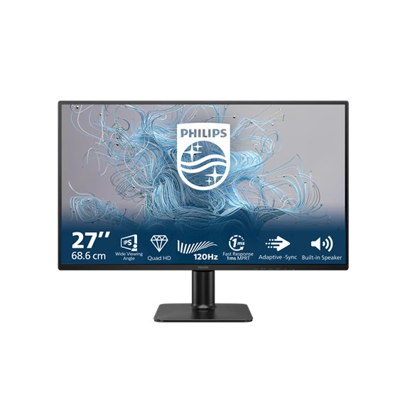 Philips IPS monitor 27" 27E2N2500, 2560x1440, 16:9, 300cd/m2, 4ms, VGA/DisplayPort/HDMI, 120 Hz , hangszóró