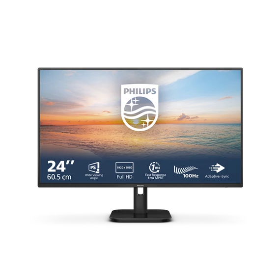 PHILIPS IPS monitor 23.8" 24E1N1100A, 1920x1080, 16:9, 250cd/m2, 4ms, VGA/HDMI, hangszóró, 100Hz