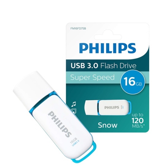 PHILIPS pendrive, 16GB, Snow, USB3.0, fehér-kék