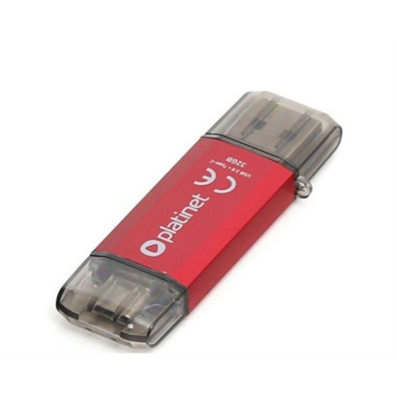 PLATINET Pendrive, AX-Depo, 32GB, USB 2.0 + USB-C Android telefonokhoz és tabletekhez, piros