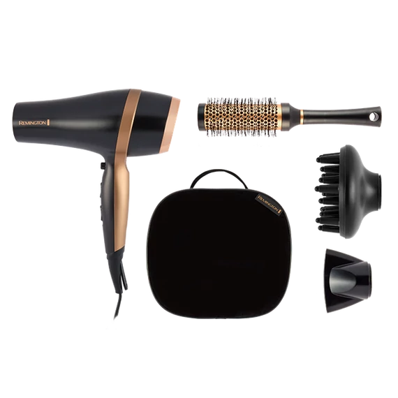 REMINGTON D6960GP hajszárító ajándékcsomag, 2100 W, kerámia-ion, diffúzor+szűkítő+körkefe