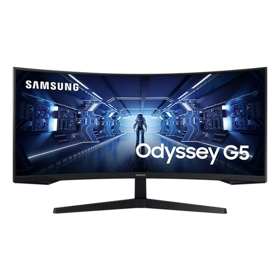 SAMSUNG Ívelt Gaming 165Hz VA monitor 34" G5, 3440x1440, 21:9, 250cd/m2, 1ms, HDMI/DisplayPort