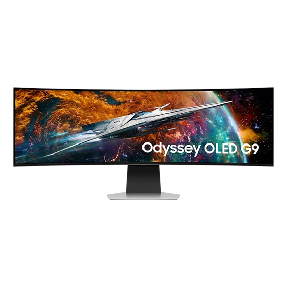 SAMSUNG Ívelt Gaming 240Hz OLED monitor 49" G95SC, 5120x1440, 32:9, 250cd/m2, 0.03ms, HDMI/DP/USB/WiFi/BT, hangszóró